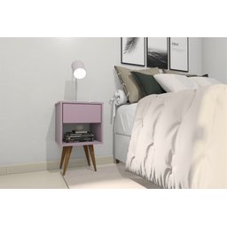 Mesa de Cabeceira Mdf Pés Palitos com 1 Gaveta e 1 Nicho Plancasa:lavanda - 3