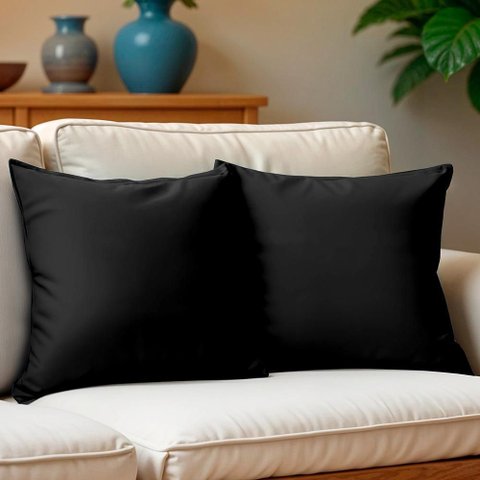 Kit 2 Capas de Almofadas Velusoft Preto 45x45cm cama inbox