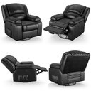 Ver imagem 2 de Poltrona do Papai Reclinável Pietra Glider Giratória Massagem Fh9 Pu Preto Brilho - Mpozenato