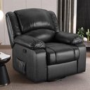 Ver imagem 5 de Poltrona do Papai Reclinável Pietra Glider Giratória Massagem Fh9 Pu Preto Brilho - Mpozenato