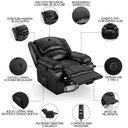 Ver imagem 6 de Poltrona do Papai Reclinável Pietra Glider Giratória Massagem Fh9 Pu Preto Brilho - Mpozenato
