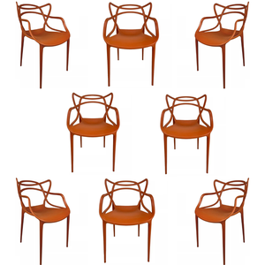 Kit 8 Cadeiras Allegra em Pp para Área Externa e Sala de Jantar ou Estar Cor Terracota Ecomhome