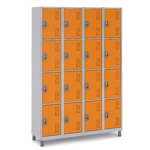 Armário Roupeiro Aço 16 Portas 191×130×41cm Volume C/ Tranca Cor:laranja
