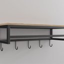 Ver imagem 2 de Cabideiro Estilo Industrial Éros de Metal Preto/Amadeirado