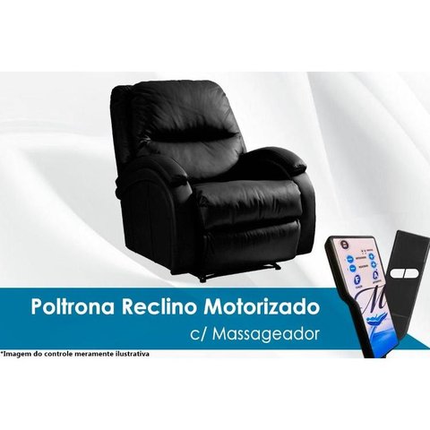 Poltrona Reclinável c/Massagem p/ Sala Divino Urbany Zero Wall Motorizada Vibro Giro, Balanço Couran