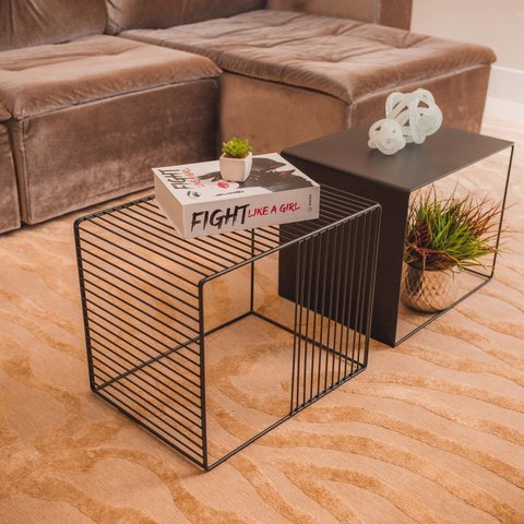 Mesa de Centro Murilo Estilo Industrial Ambiente Principal Escritório Preto