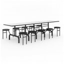 Ver imagem 3 de Mesa para Refeitório Escamoteável 10 Lugares MDP Branco de 25 mm - Assento Preto - 50903
