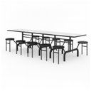 Ver imagem 1 de Mesa para Refeitório Escamoteável 10 Lugares MDP Branco de 25 mm - Assento Preto - 50903