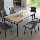 Ver imagem 2 de Mesa para Sala de Jantar 6 Lugares Retangular Estilo Industrial MDP Attenza Preto/Amadeirado