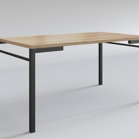 Mesa para Sala de Jantar 6 Lugares Retangular Estilo Industrial MDP Attenza Preto/Amadeirado