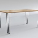 Ver imagem 1 de Mesa para Sala de Jantar 4 Lugares Retangular Estilo Industrial MDP Hairpin Preto/Amadeirado
