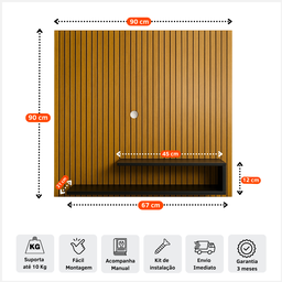 Painel Rack Suspenso para Tv até 32 Polegadas com Prateleira Moderna Compacto para Quarto Sala Home - 4