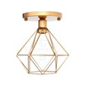 Ver imagem 1 de Lustre de Teto Industrial Plafon Retrô Aramado Diamante Dourado