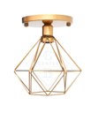 Ver imagem 1 de Lustre de Teto Industrial Plafon Retrô Aramado Diamante Dourado
