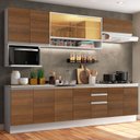 Ver imagem 1 de Cozinha Completa Madesa Genova com Armário e Balcão (Sem Tampo e Pia) Branco/Rustic Cor:Branco/Rusti