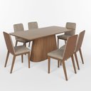 Ver imagem 2 de Conjunto Mesa Olívia 200cm com Vidro 06 Cadeiras Pietra Marrom/Nature/Caramelo/Creme