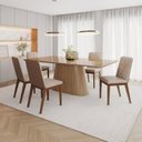 Ver imagem 1 de Conjunto Mesa Olívia 200cm com Vidro 06 Cadeiras Pietra Marrom/Nature/Caramelo/Creme