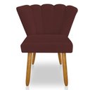 Ver imagem 4 de Kit 02 Cadeiras Poltrona Flor Veludo Marsala Pés Palito Castanho - Pallazio