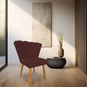 Ver imagem 2 de Kit 02 Cadeiras Poltrona Flor Veludo Marsala Pés Palito Castanho - Pallazio