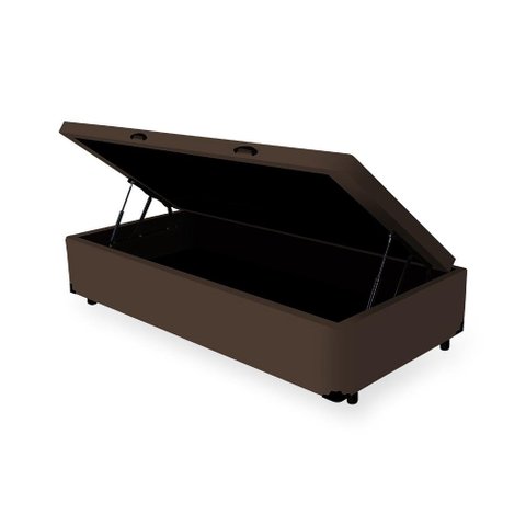 Cama Box Baú Solteiro Blindado Suede Marrom