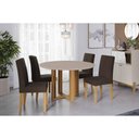 Ver imagem 1 de Sala de Jantar Completa Flora Tampo Madeirado C/ Vidro 109cm e 4 Cadeiras Maia Cinamomo/off White -