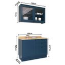 Ver imagem 4 de Cozinha Compacta Modulada com Vidro 2 Peças 3 Portas 3 Gavetas Sevilha Azul/Órion/Carvalho Nature
