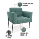 Ver imagem 5 de Poltrona Sala de Estar Pé de Ferro Pto Kit 2 Elisa Bouclê Verde Menta D03 - D'Rossi