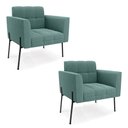 Ver imagem 1 de Poltrona Sala de Estar Pé de Ferro Pto Kit 2 Elisa Bouclê Verde Menta D03 - D'Rossi