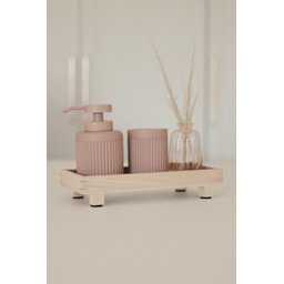 Porta Sabonete Líquido Canelado em Cimento Pink - 150ml - 6