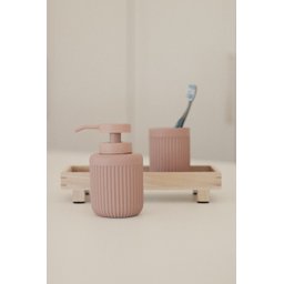 Porta Sabonete Líquido Canelado em Cimento Pink - 150ml - 1