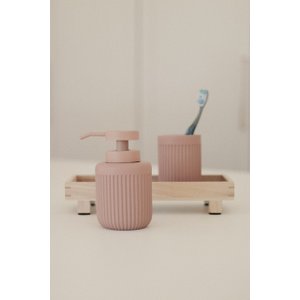 Porta Sabonete Líquido Canelado em Cimento Pink - 150ml
