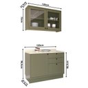 Ver imagem 4 de Cozinha Compacta Modulada com Vidro 2 Peças 3 Portas 3 Gavetas Sevilha Verde/Hill/Cinza Argila
