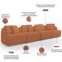 Ver imagem 4 de Sofá 5 Lugares para Sala de Estar Living 388cm Arlo F04 Bouclê Terracota - Lyam Decor