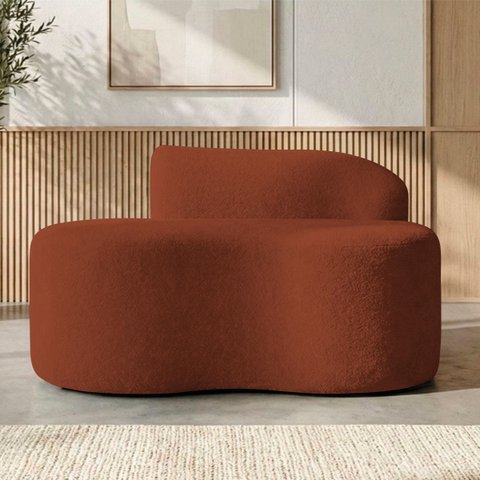 Sofá Curvo Malta 1 Lugar Compacto Moderno Luxo Bouclé