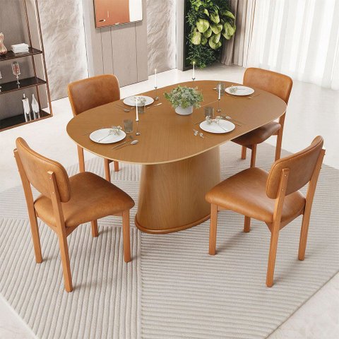 Kit 04 Cadeiras para Sala de Jantar Cozinha Living Estofada Dara L02 Couríssimo Whisky - Lyam Decor