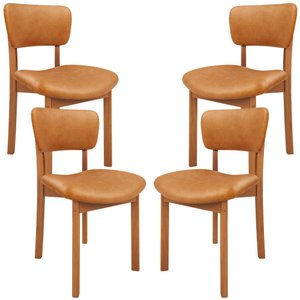 Kit 04 Cadeiras para Sala de Jantar Cozinha Living Estofada Dara L02 Couríssimo Whisky - Lyam Decor