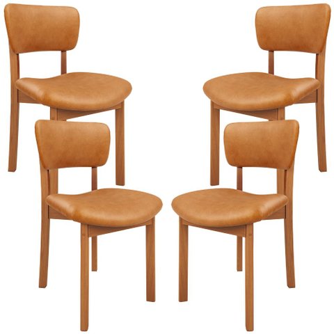 Kit 04 Cadeiras para Sala de Jantar Cozinha Living Estofada Dara L02 Couríssimo Whisky - Lyam Decor