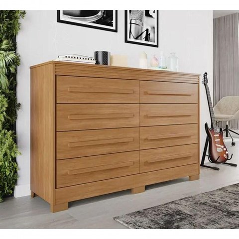Cômoda Califórnia 8 Gavetas 100% Mdf Cinamomo - Benetil