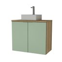 Ver imagem 2 de Gabinete de Banheiro com Cuba 75cm x 65cm Nature Marrom/Carvalho/Verde