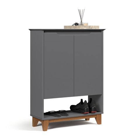 Aparador 2 Portas Sapateira de Entrada Hall Flow:cinza