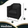 2 Poltronas Decorativa Bia Assento Corino Preto Pés Cromado - Folk Móveis - 5