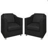 2 Poltronas Decorativa Bia Assento Corino Preto Pés Cromado - Folk Móveis - 1