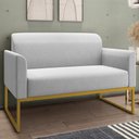 Ver imagem 2 de Kit Namoradeira e 1 Poltrona Decorativa Base Industrial Dourada Maressa A05 Linho Cinza Claro -