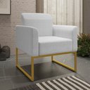 Ver imagem 7 de Kit Namoradeira e 1 Poltrona Decorativa Base Industrial Dourada Maressa A05 Linho Cinza Claro -