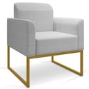 Ver imagem 6 de Kit Namoradeira e 1 Poltrona Decorativa Base Industrial Dourada Maressa A05 Linho Cinza Claro -