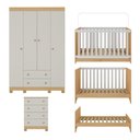 Ver mais imagens de Quarto de Bebê Completo com Berço Americano 3 em 1 Allegra Multimóveis Mp4586 Madeirado/off White