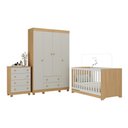 Ver imagem 2 de Quarto de Bebê Completo com Berço Americano 3 em 1 Allegra Multimóveis Mp4586 Madeirado/off White