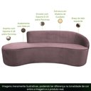 Ver imagem 3 de Sofá Curvo 3 Lugares 180cm Eron Braço Esquerdo Veludo Rosê - Nexta Casa