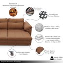 Ver imagem 3 de Sofá Retrátil Manual Sala de Estar Nolan Bipartido 215cm Conforto Premium em Couro Mel Manchado G58