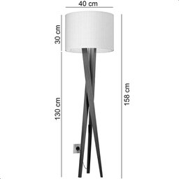 Luminária de Chão Paris com Pés de Madeira e Tecido Mônaco Bege 158cm - 6